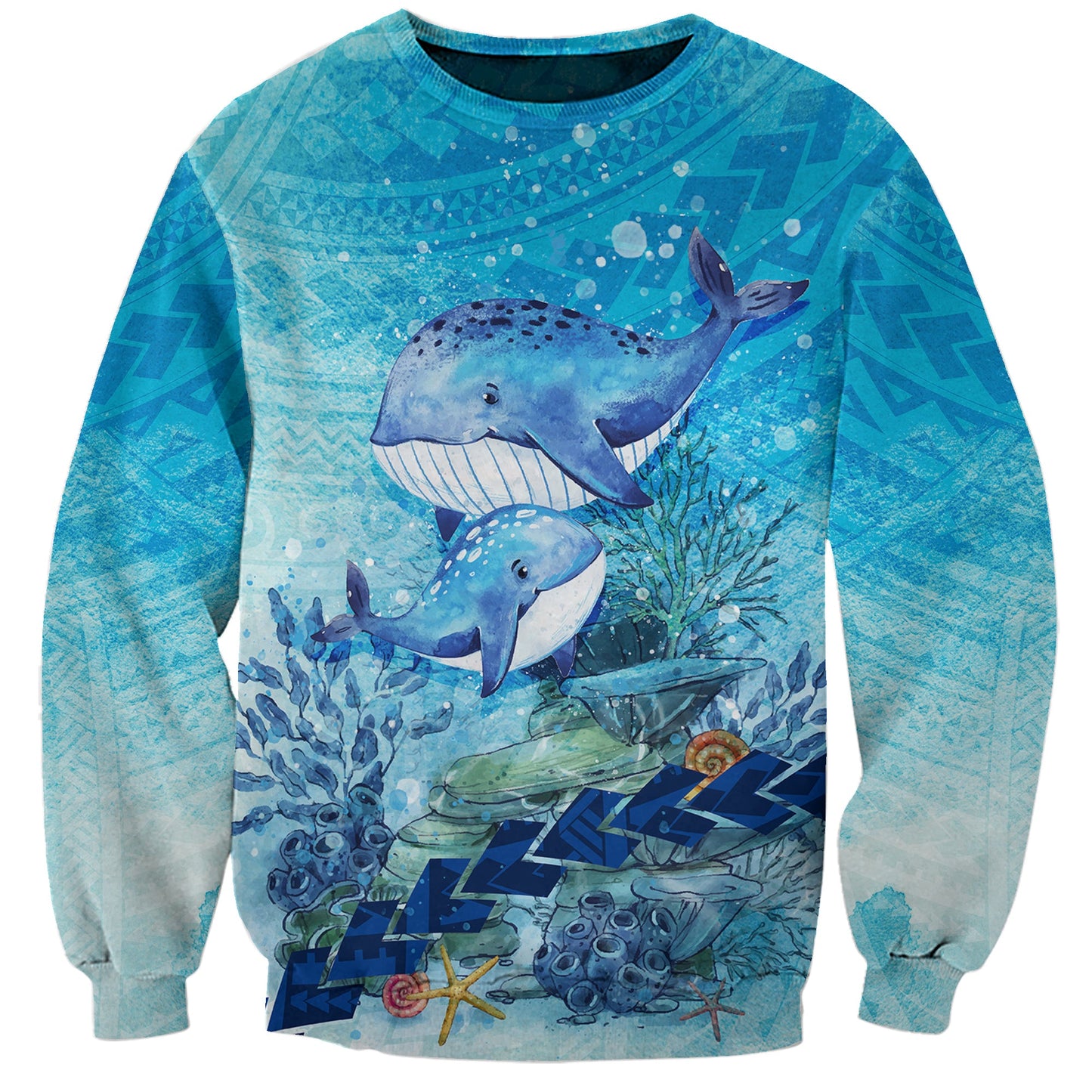Mother and Baby Whale Mix Polynesian Style Sweatshirt TS07