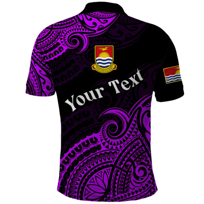 Custom Personalised Ribaberiki Kiribati Coat Of Arms Mix Purple Polynesian Polo Shirt