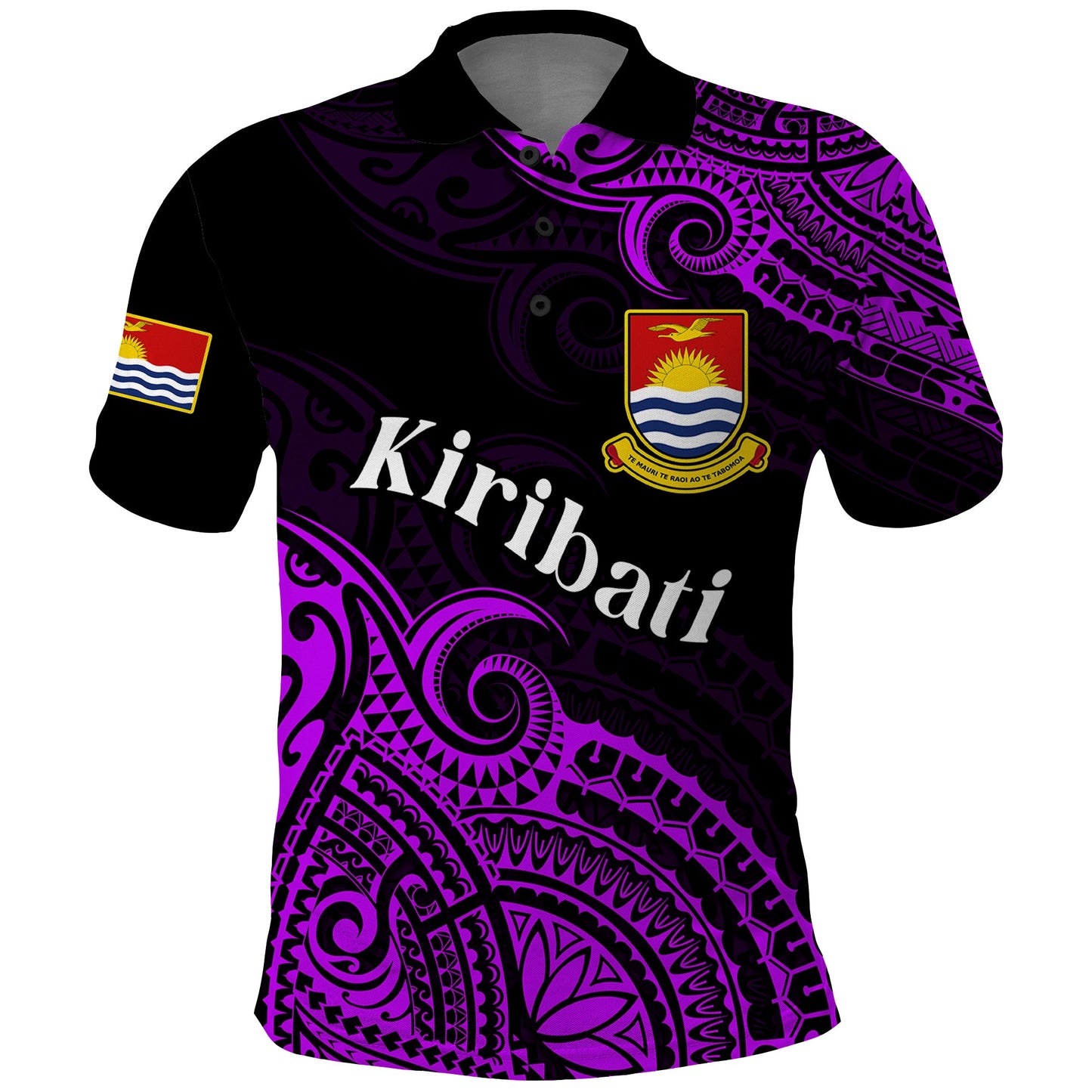 Custom Personalised Ribaberiki Kiribati Coat Of Arms Mix Purple Polynesian Polo Shirt