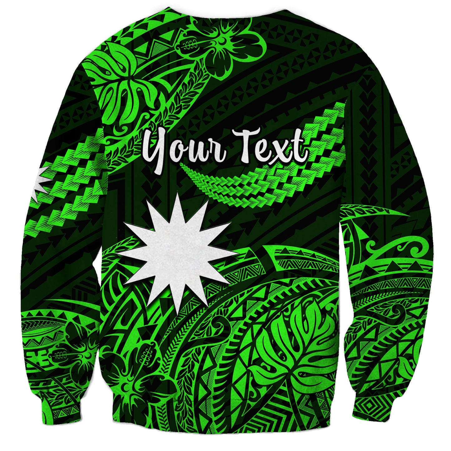 Custom Personalised Nauru Polynesian Hibiscus Naoero Green Sweatshirt
