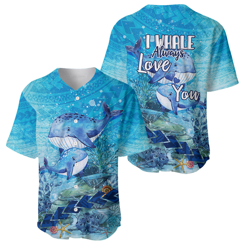 Mother and Baby Whale Mix Polynesian Style Baseball Jersey TS07