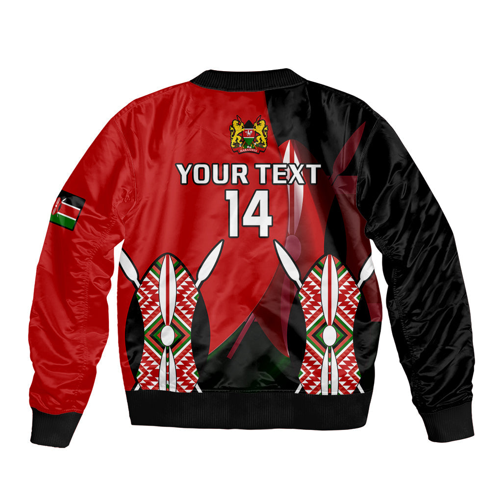 (Custom Text And Number) Kenya Rugby Sevens Sporty Version Sleeve Zip Bomber Jacket