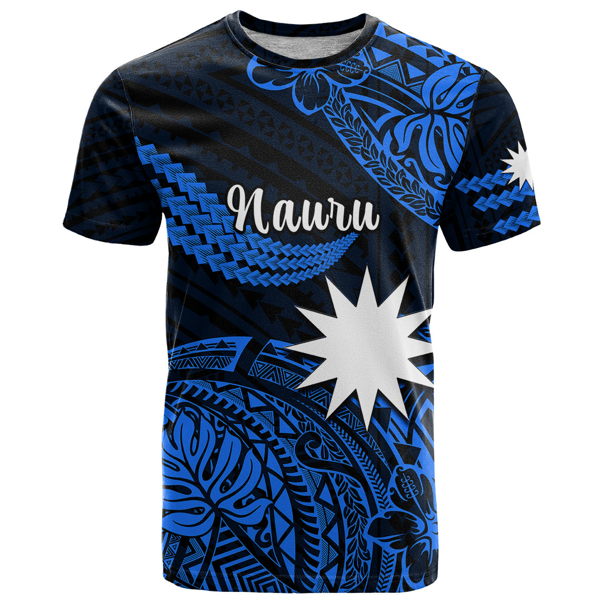 Nauru Polynesian Hibiscus Naoero Blue T Shirt