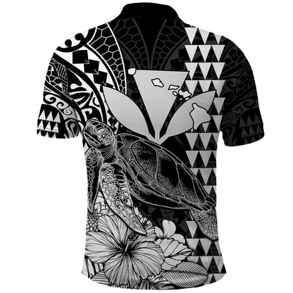 Kakau Polynesian Tribal Hawaiian Turtle with Kanaka Maoli Black Polo Shirt