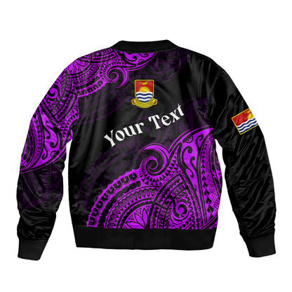 (Custom Personalised) Ribaberiki Kiribati Coat Of Arms Mix Purple Polynesian Bomber Jacket
