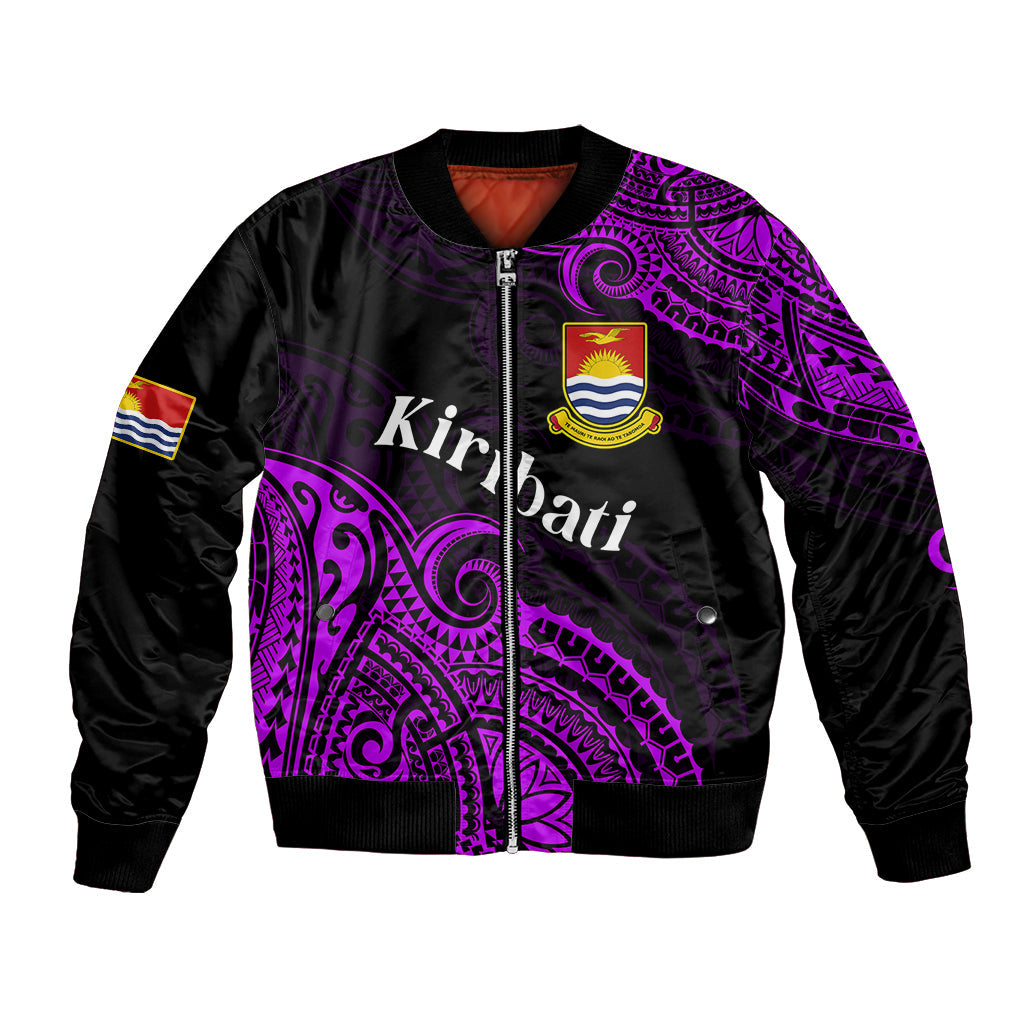 (Custom Personalised) Ribaberiki Kiribati Coat Of Arms Mix Purple Polynesian Bomber Jacket