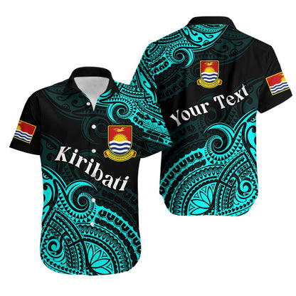 Custom Personalised Ribaberiki Kiribati Coat Of Arms Mix Cyan Polynesian Hawaiian Shirt