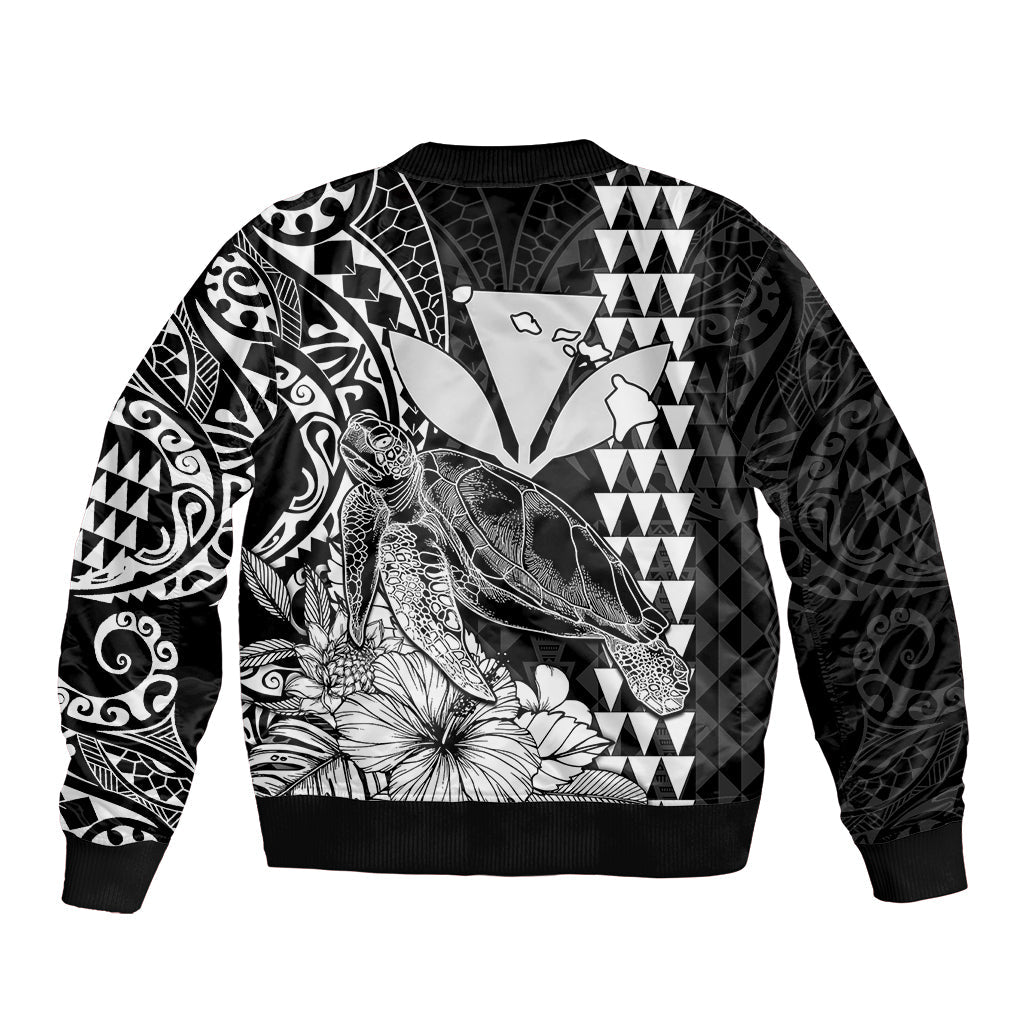 Kakau Polynesian Tribal Hawaiian Turtle with Kanaka Maoli Black Bomber Jacket