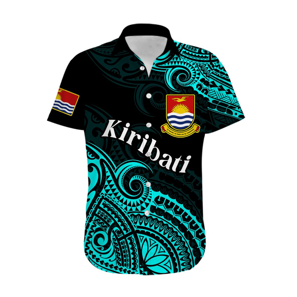 Custom Personalised Ribaberiki Kiribati Coat Of Arms Mix Cyan Polynesian Hawaiian Shirt