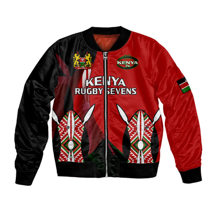 (Custom Text And Number) Kenya Rugby Sevens Sporty Version Bomber Jacket