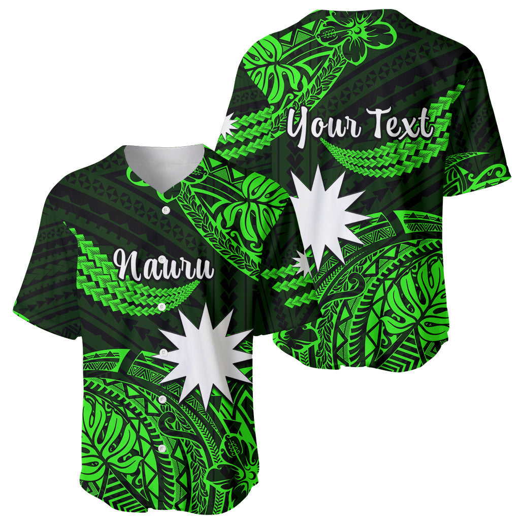(Custom Personalised) Nauru Polynesian Hibiscus Naoero Green Baseball Jersey