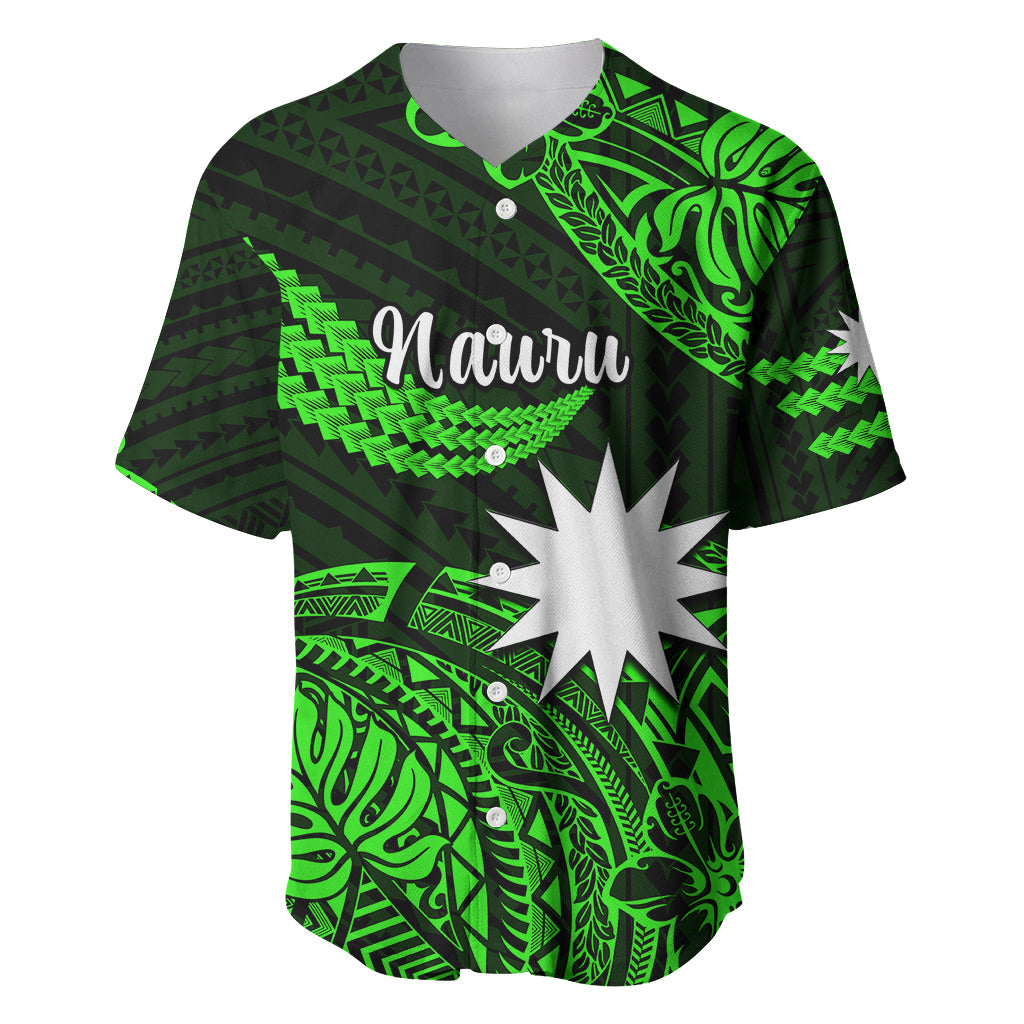 (Custom Personalised) Nauru Polynesian Hibiscus Naoero Green Baseball Jersey