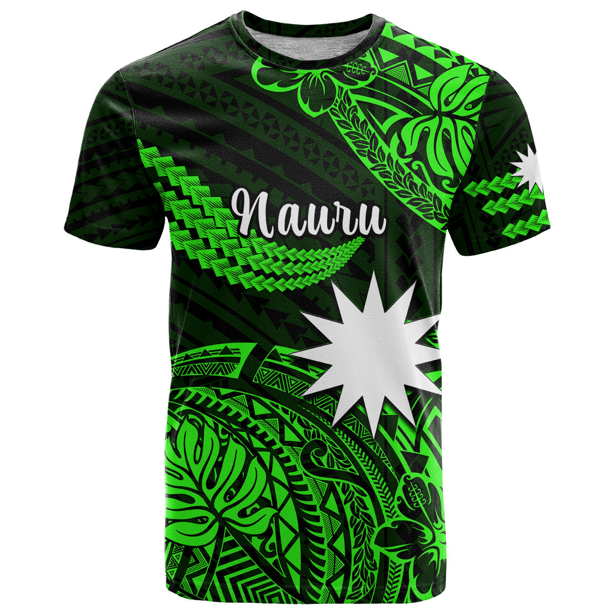 (Custom Personalised) Nauru Polynesian Hibiscus Naoero Green T Shirt