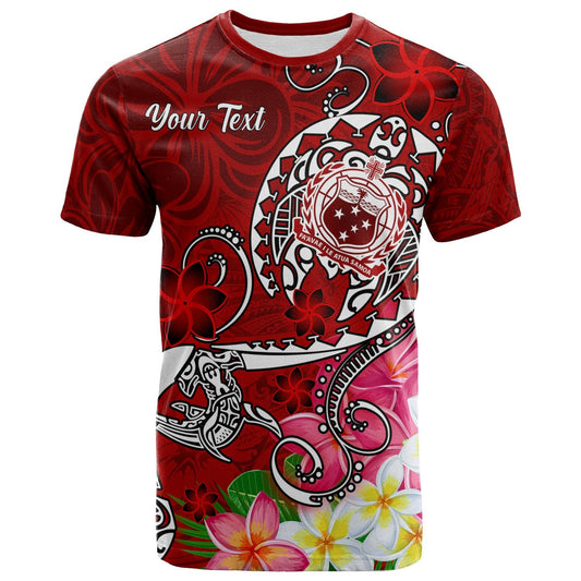 Samoa Custom Personalised T - Shirts - Turtle Plumeria Red