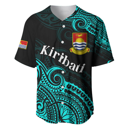(Custom Personalised) Ribaberiki Kiribati Coat Of Arms Mix Cyan Polynesian Baseball Jersey