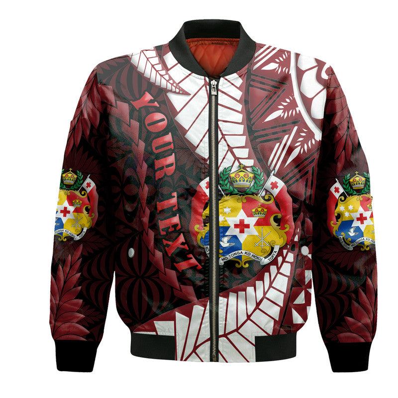 (Custom Personalised) Tonga Emancipation Day Bomber Jacket Kupesi Pattern No.2 Black