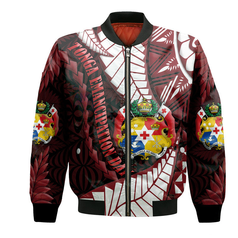 Tonga Emancipation Day Bomber Jacket Kupesi Pattern No.2 Black