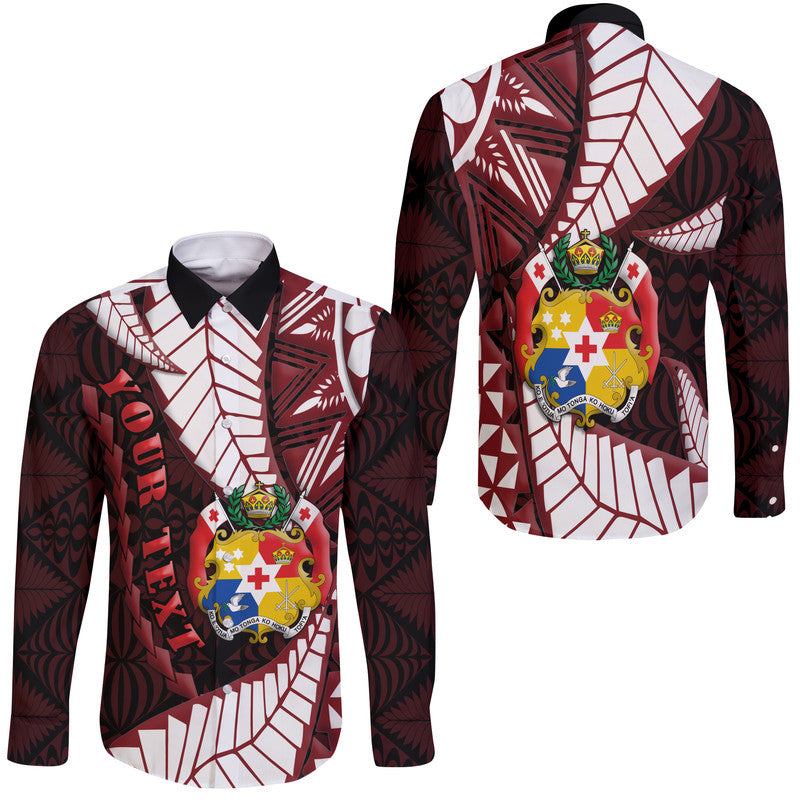 (Custom Personalised) Tonga Emancipation Day Hawaii Long Sleeve Button Shirt Kupesi Pattern No.2 Black