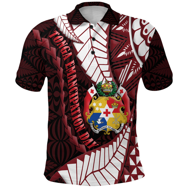 Tonga Emancipation Day Polo Shirt Kupesi Pattern No.2 Black