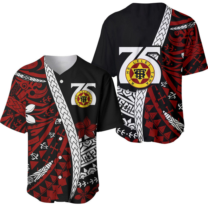 Tonga High School 75th Anniversary Baseball Jersey Black Polynesian Minimalist Style