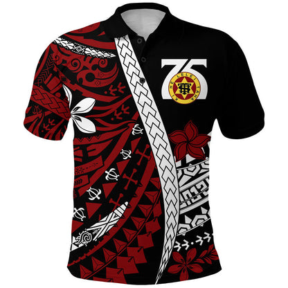 Tonga High School 75th Anniversary Polo Shirt Black Polynesian Minimalist Style