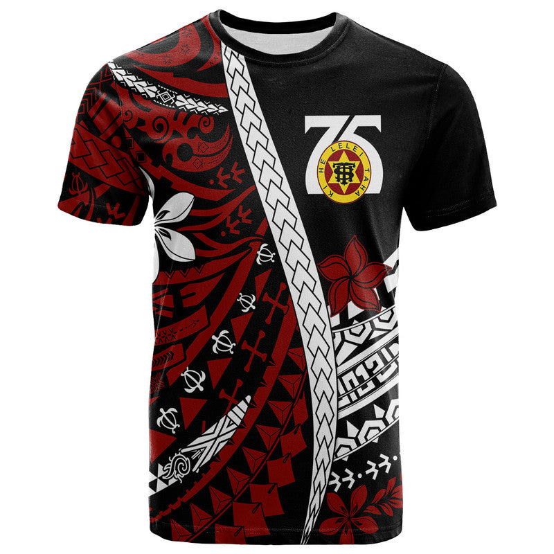 Tonga High School 75Th Anniversary T Shirt Black Polynesian Minimalist Style