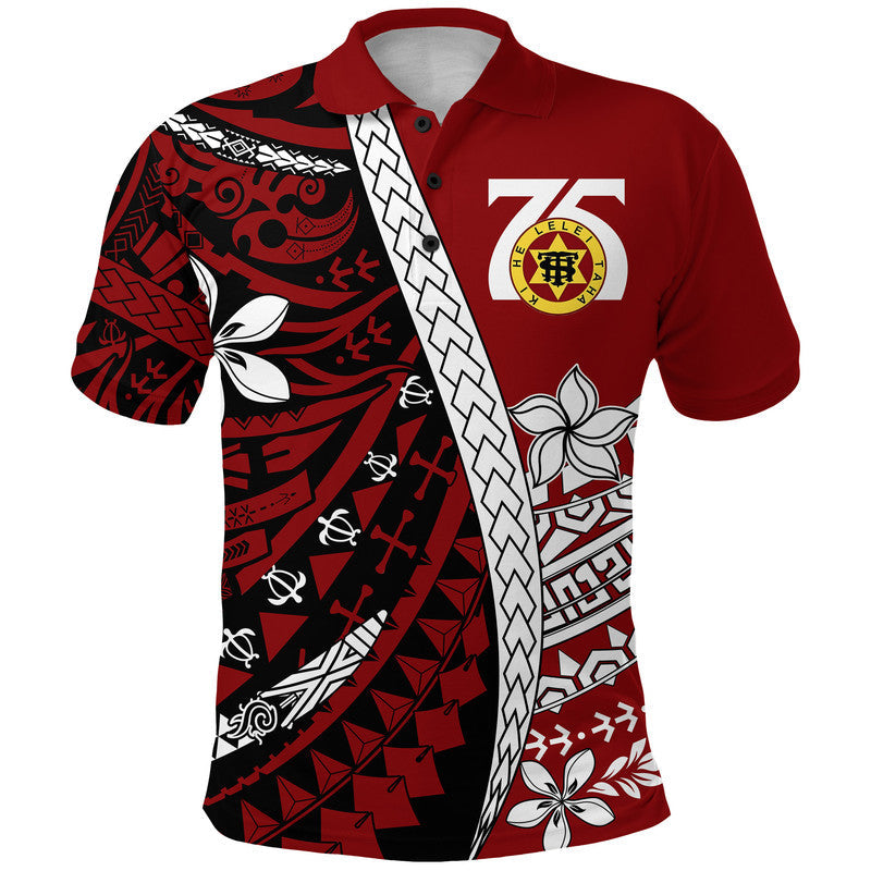 Tonga High School 75th Anniversary Polo Shirt Red Polynesian Minimalist Style