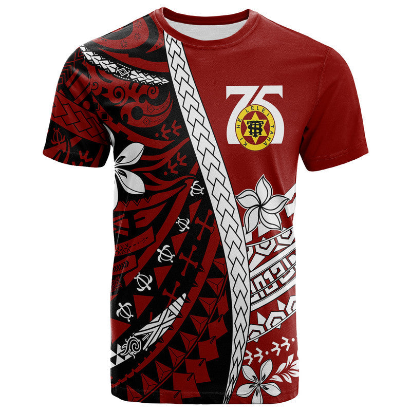Tonga High School 75Th Anniversary T Shirt Red Polynesian Minimalist Style