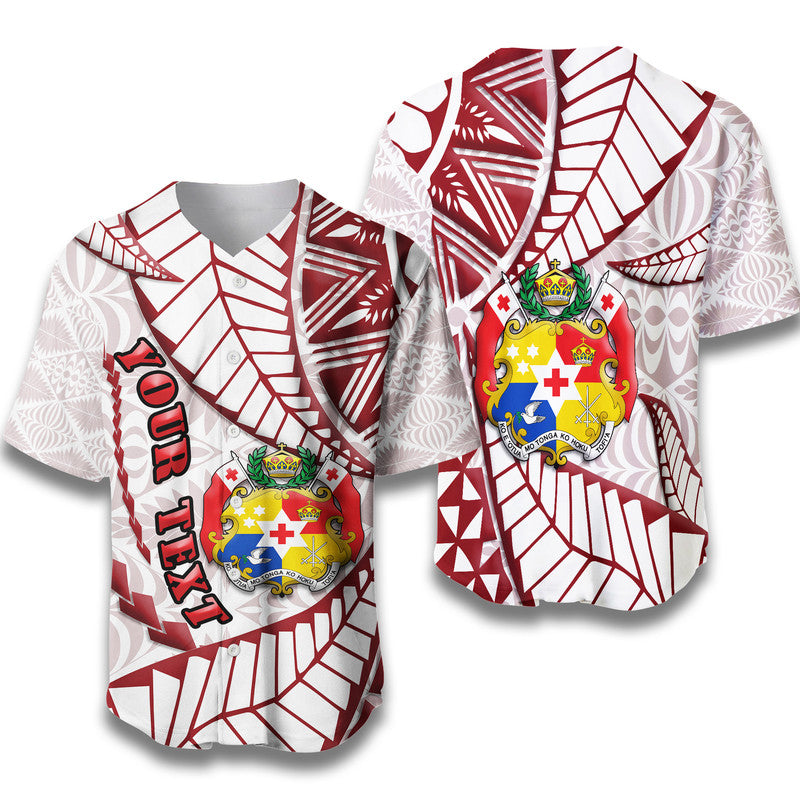 (Custom Personalised) Tonga Emancipation Day Baseball Jersey Kupesi Pattern No.2 White