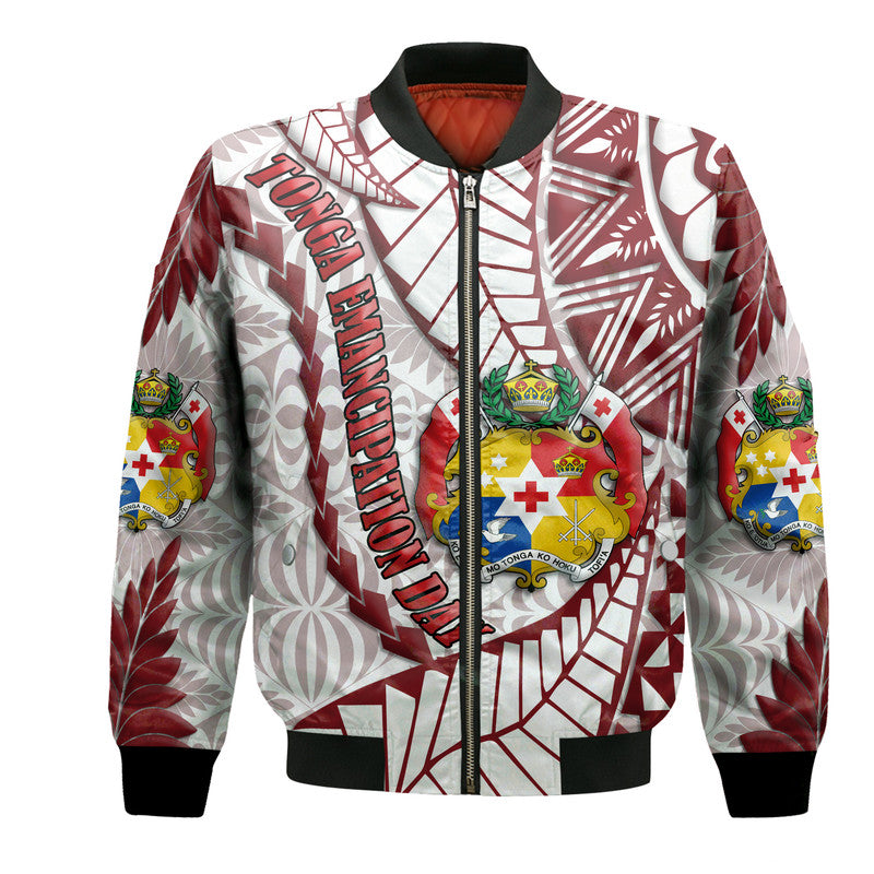 Tonga Emancipation Day Bomber Jacket Kupesi Pattern No.2 White