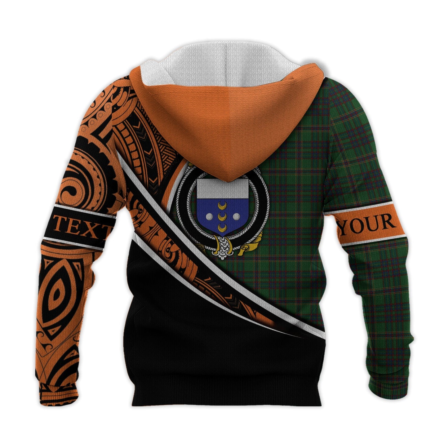 Printivon Westmeath Knitted Hoodie Pattern Polynesian Custom Text Ver2