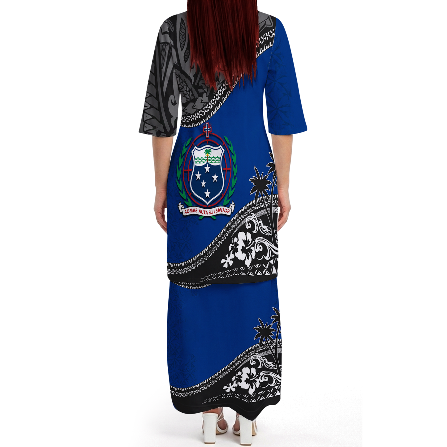 Samoa Coat Of Arms Couple Outfit Matching Polynesian Tribal Hibiscus Flowers Pattern Dress And Hawaiian Shirt For Her Him