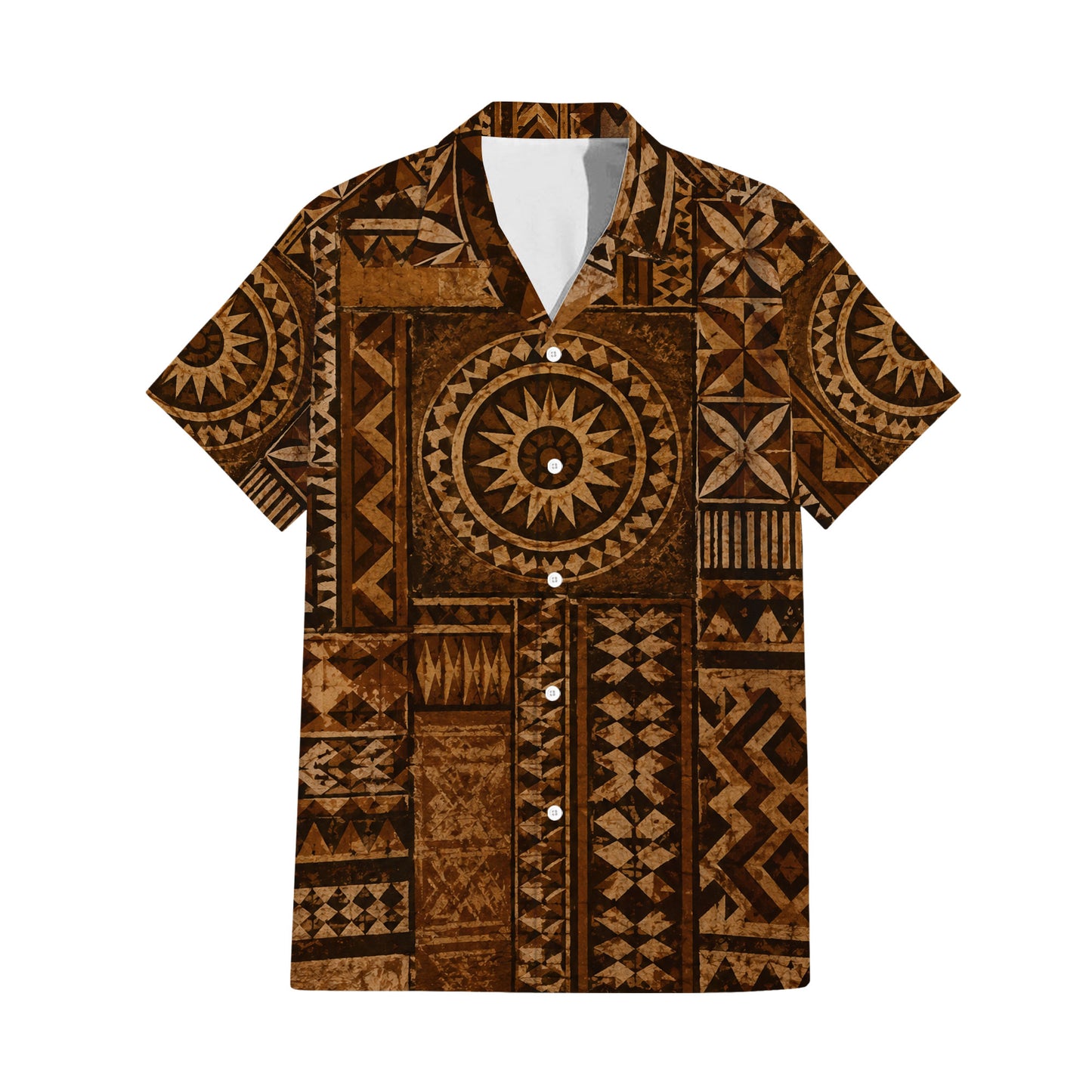 Polynesian Tribal Geometric Pattern Matching Outfit For Couple Vintage Puletasi Dress And Hawaiian Shirt For Her Him