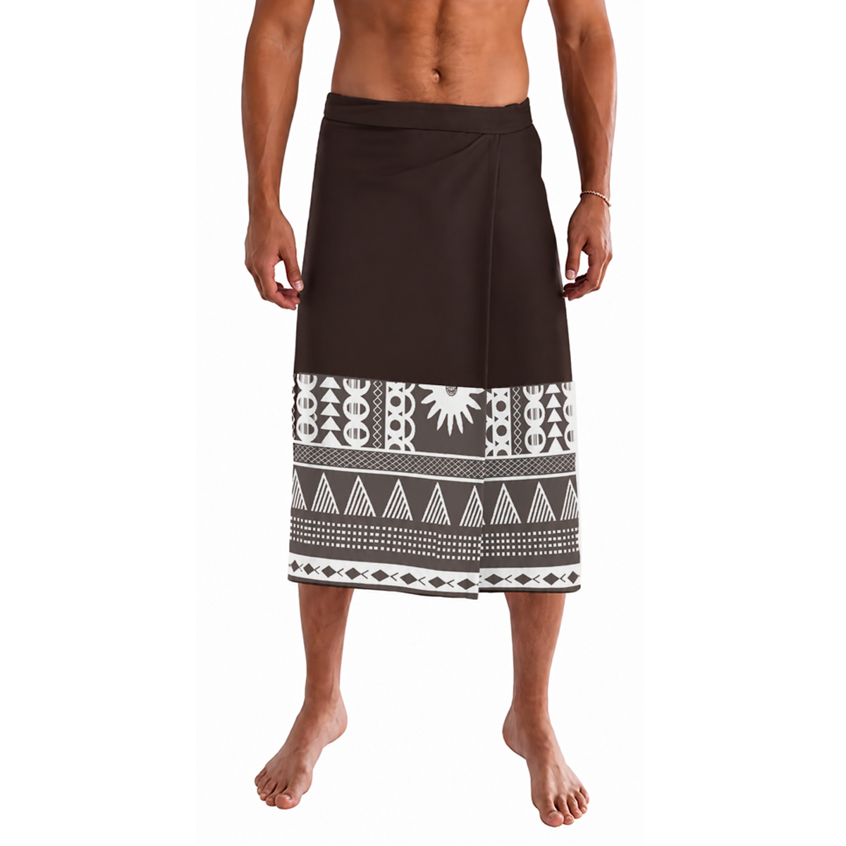 Polynesian Geometric Pattern Couple Outfit Matching Island Dress And Lavalava