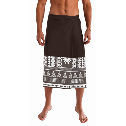 Polynesian Geometric Pattern Couple Outfit Matching Island Dress And Lavalava