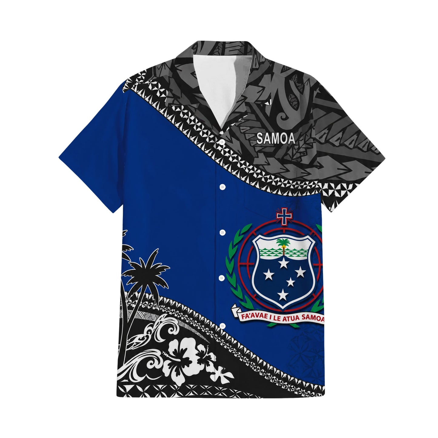 Samoa Coat Of Arms Couple Outfit Matching Polynesian Tribal Hibiscus Flowers Pattern Dress And Hawaiian Shirt For Her Him
