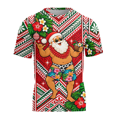 Funny Santa With Ula Fala Shirt Polynesian Tribal Christmas T Shirt