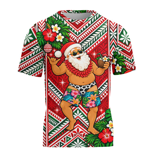 Funny Santa With Ula Fala Shirt Polynesian Tribal Christmas T Shirt