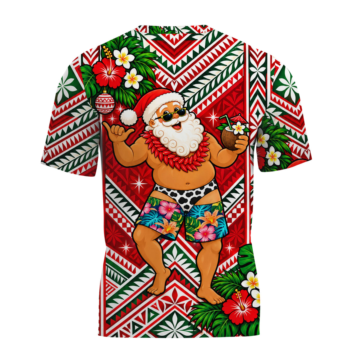 Funny Santa With Ula Fala Shirt Polynesian Tribal Christmas T Shirt
