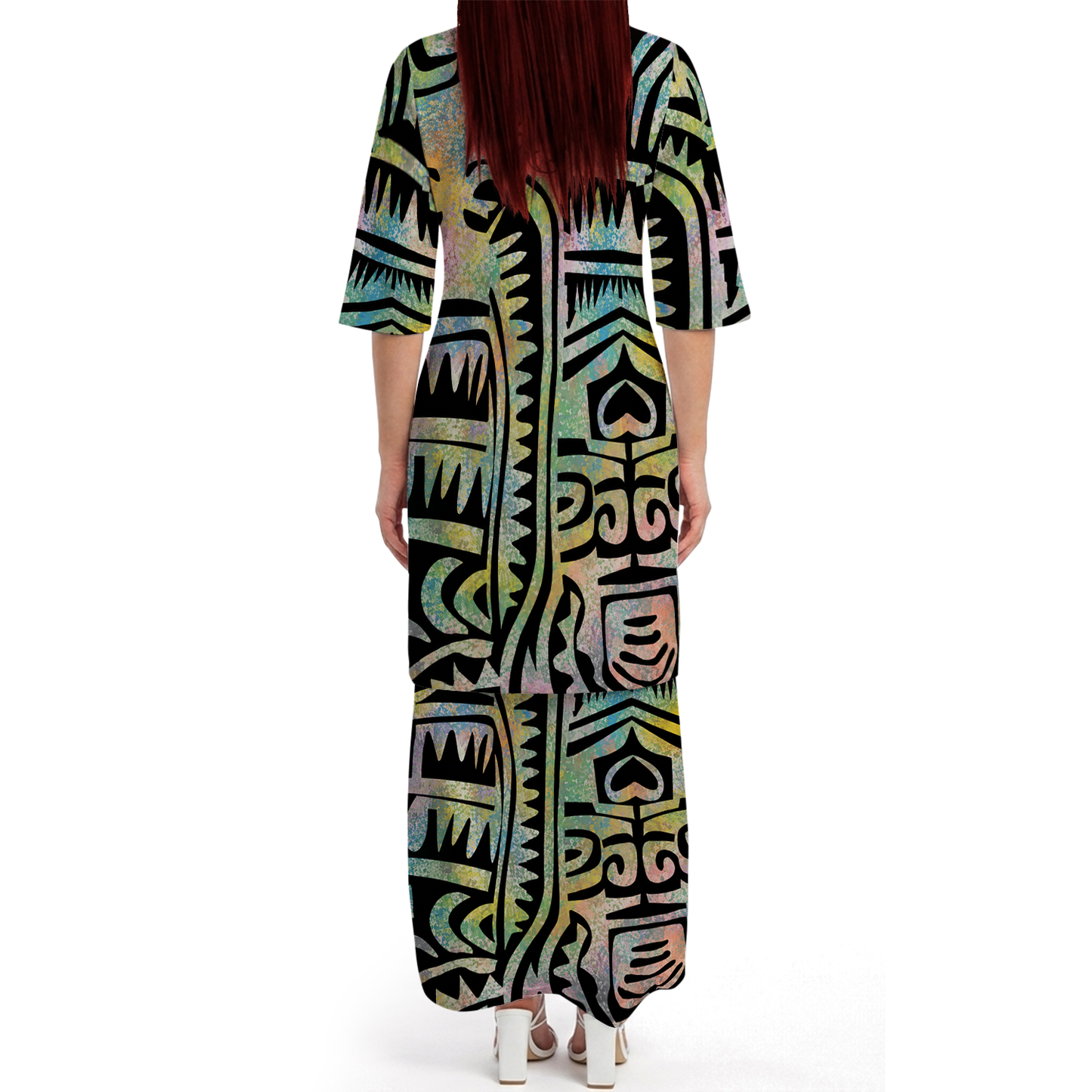 Vintage Polynesian Tribal Pattern Couple Outfit Matching Island Dress And Hawaiian Shirt For Her Him
