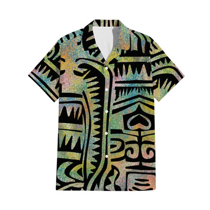 Vintage Polynesian Tribal Pattern Couple Outfit Matching Island Dress And Hawaiian Shirt For Her Him