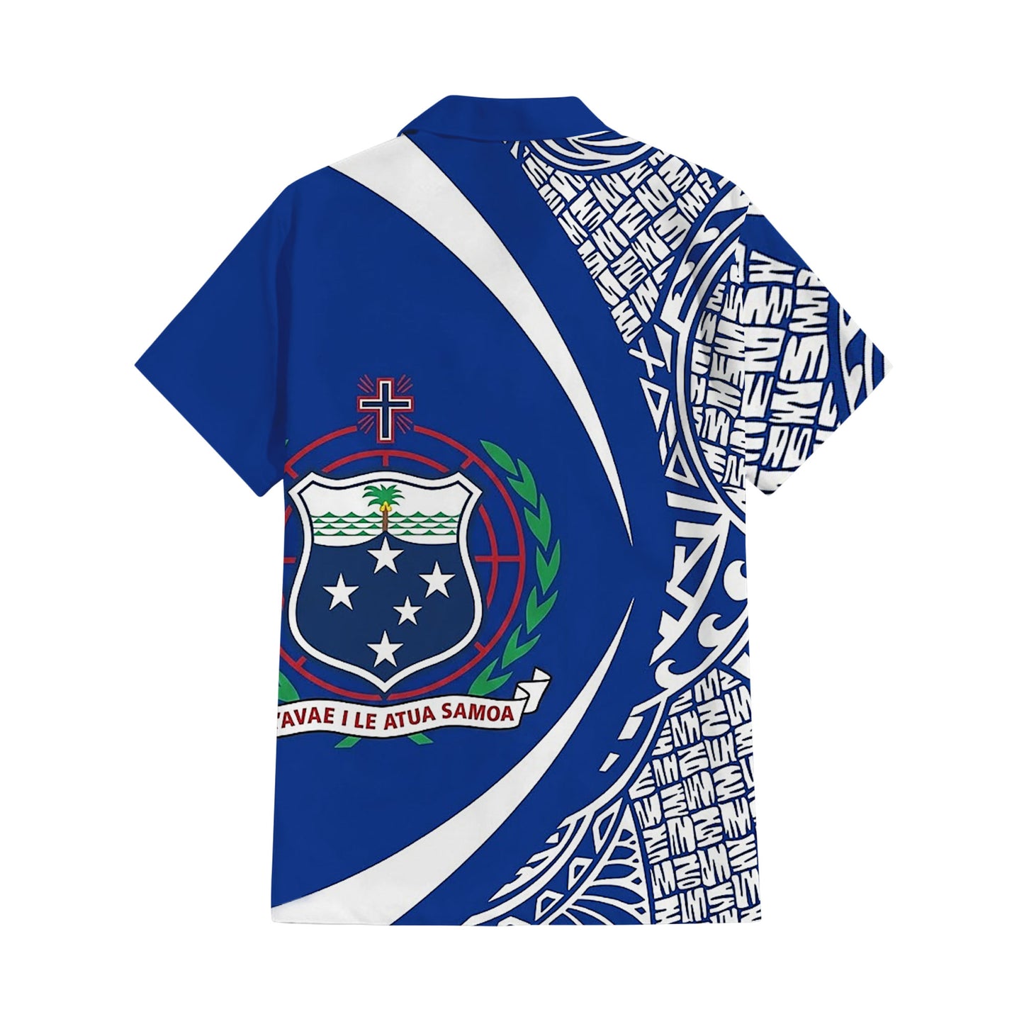 Samoa Coat Of Arms Matching Polynesian Tribal Pattern Curve Style Blue Dress And Hawaiian Shirt For Him Her