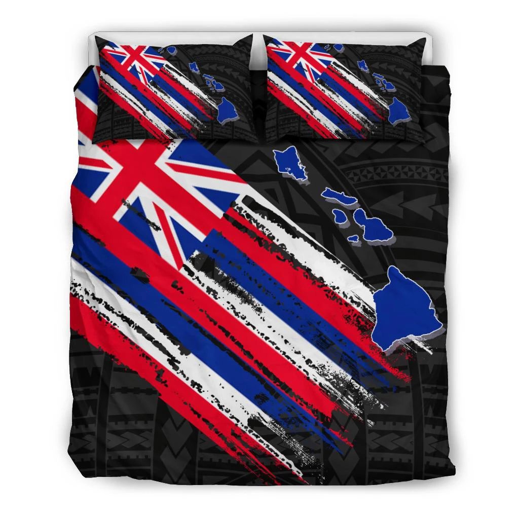 Hawaiian Flag Polynesian Grey Background Bedding Set