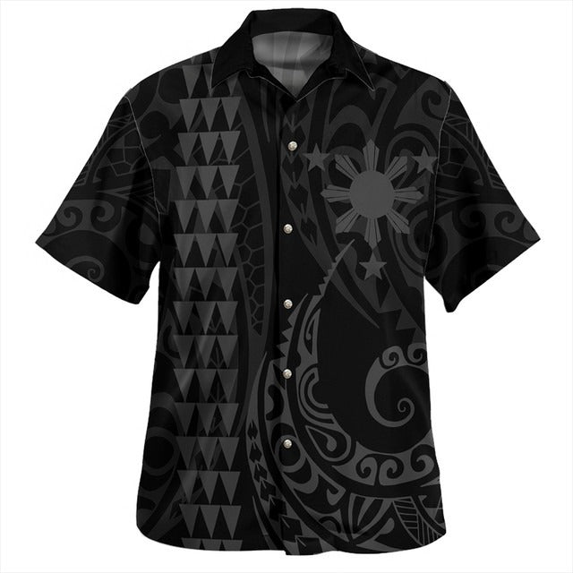 The Philippines Hawaiian Shirt Sun Gray Kakau Style Short Sleeve Shirt