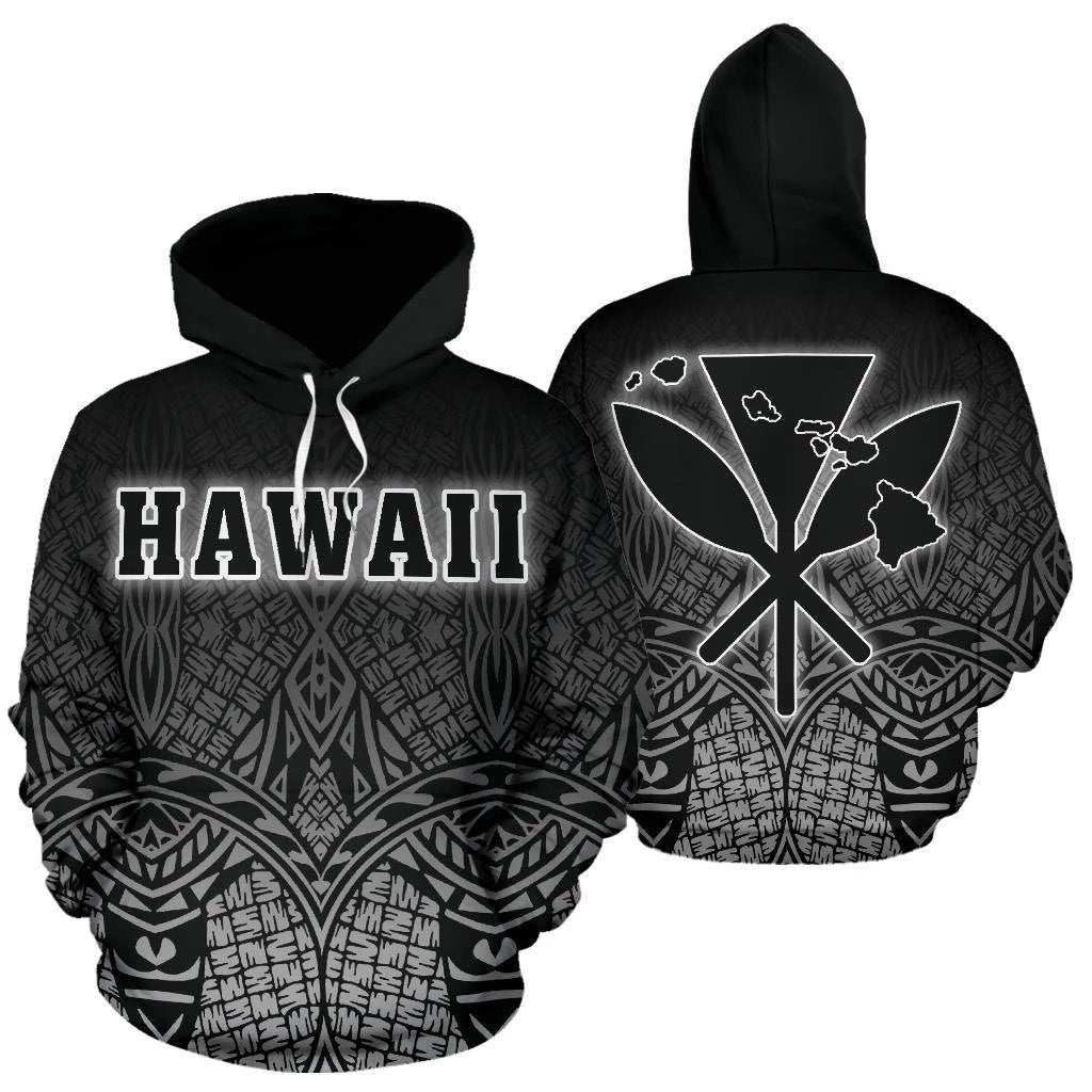 Hawaii Kanaka Polynesian Hoodie White Neon Style