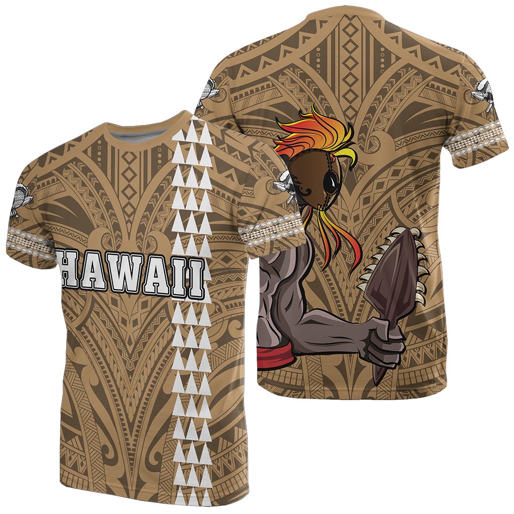 Hawaiian Islands Warrior Kakau Gold Polynesian T-Shirt