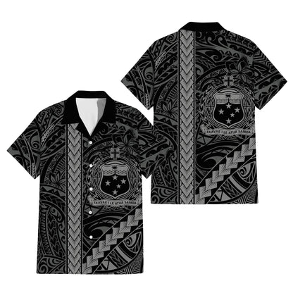 Samoa Black Matching Polynesian Tribal Flowers Pattern Dress And Hawaiian Shirt For Him Her