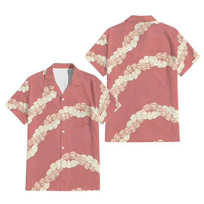 Puakenikeni Pikake Lei Curve Lei Flower Matching Outfit For Couple Island Pink Puletasi Dress And Shirt