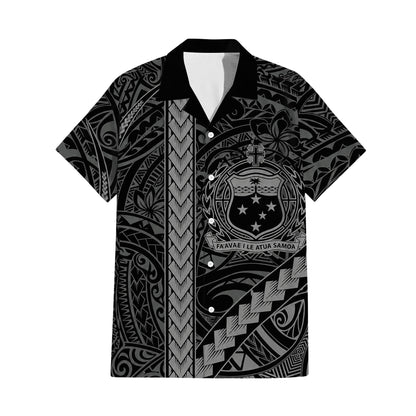 Samoa Black Matching Polynesian Tribal Flowers Pattern Dress And Hawaiian Shirt For Him Her