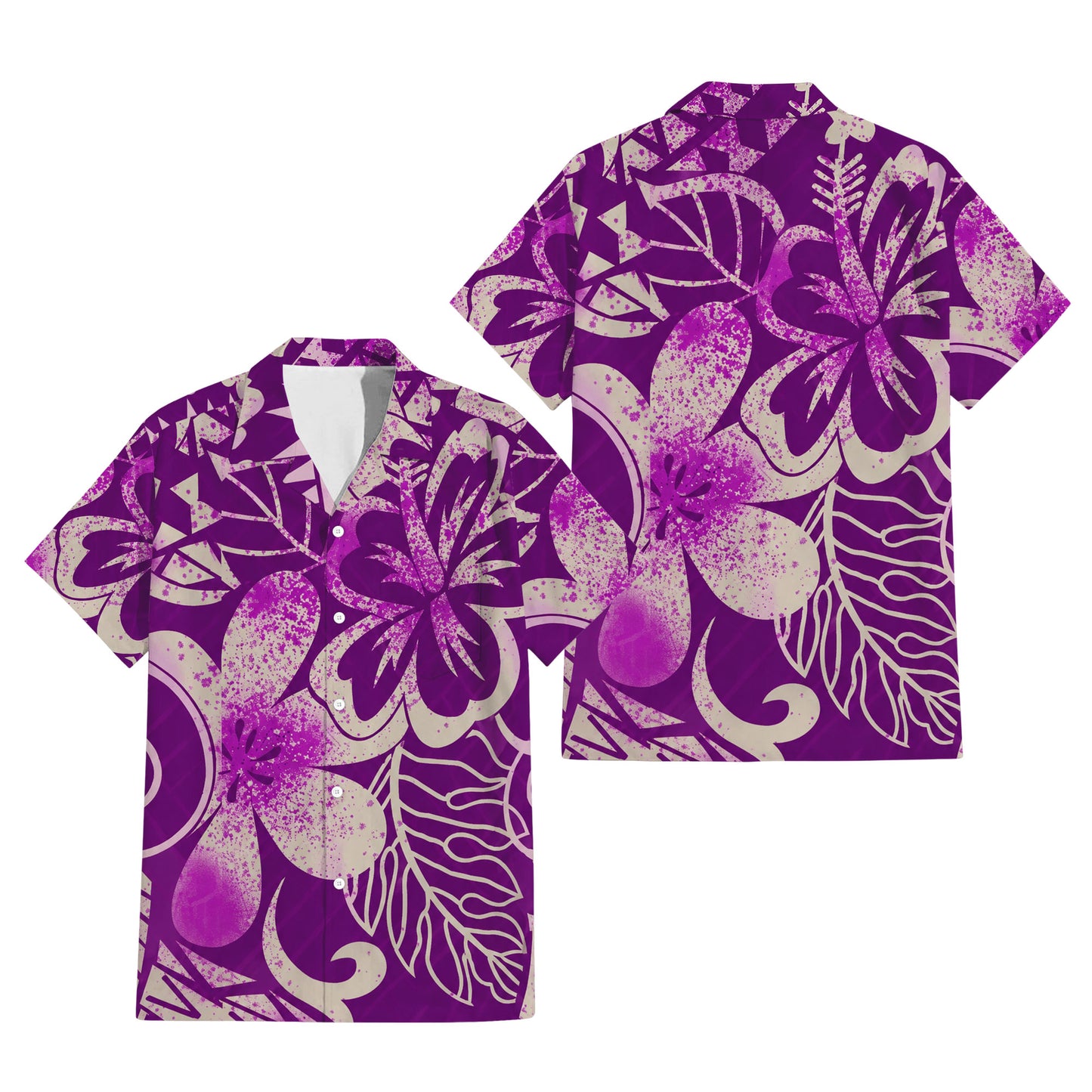 Vintage Polynesian Tribal Pattern Purple Couple Outfit Matching Island Dress And Hawaiian Shirt For Her Him